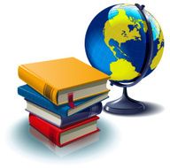 Globe and stack of books
