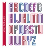 Red geometric font created from parallel straight lines