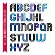 Double lines geometric font colorful uppercase letters set