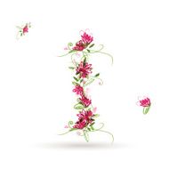 Floral letter I for your design