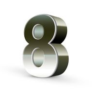 3d silver steel number 8