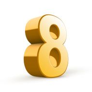 3d shiny golden number 8