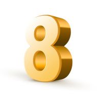 3d shiny golden number 8 N2