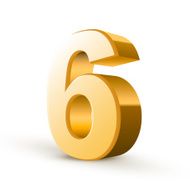 3d shiny golden number 6