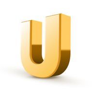 3d golden letter U N3