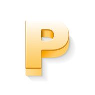 3d golden letter P