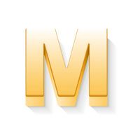 3d golden letter M