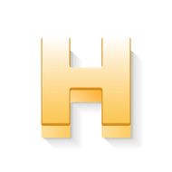 3d golden letter H