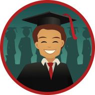 Smiling Guy with Mortarboard and Gown at Graduation Vector