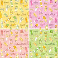 Cute School Supplies 4 Patterns Set