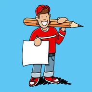 Pencil Cartoon Boy Empty Sheet N2