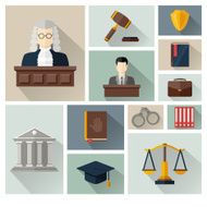 Vector collection or set of law and justice icons