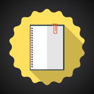 Designer Notebook Paper Sheet Flat Vector Icon with long shadow