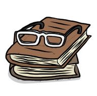 glasses and two books