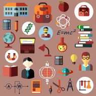 Education school and science flat icons