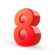3d shiny red number 8