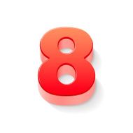 3d shiny red number 8 N2