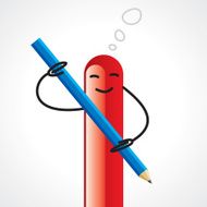 Cartoon Scribbling Something with Pencil