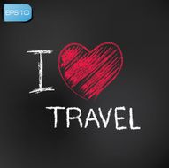 I love Travel on blackboard background vector