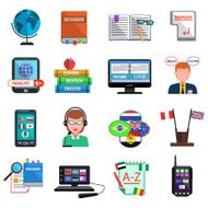 Multilanguage Translator Colorful Flat Icon Set