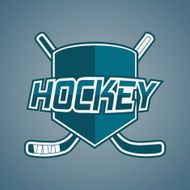 Blue Hockey Team logo with Sticks and Shield