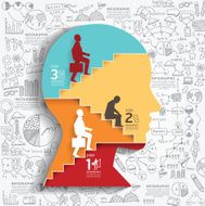 businessman up the Ladder paper cut style template