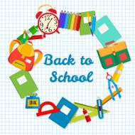 Back to School postcard Frame from school objects N2