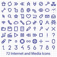 72 Internet and Media user interface icons set Single non-inter