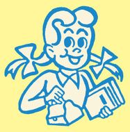 Schoolgirl with Lunch Box and Textbooks N2