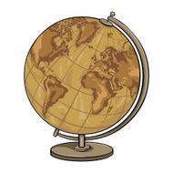 Vector Cartoon Old Antique Geographical Globe