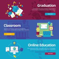 Set of flat design concepts for graduation classroom online education