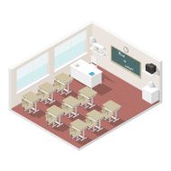 Classroom isometric icon set N2