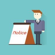Businessman showing an empty board vector illustration
