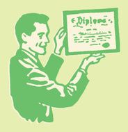 Man Holding up Framed Diploma