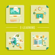 flat design vector icons for online education
