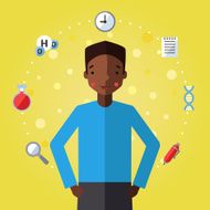 Education and science vector background with african american young man