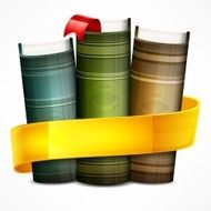 Stack of books with ribbon