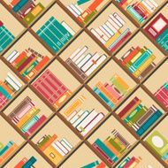 Bookshelf with books Seamless background N2