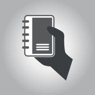 hand hold book vector icon