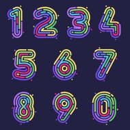 Line fingerprint numbers colorful set