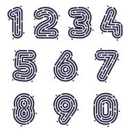 Line fingerprint numbers black and white set