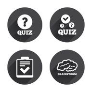 Quiz icons Checklist and human brain symbols N12