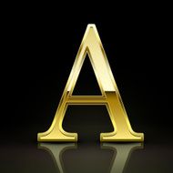 3d elegant golden letter A