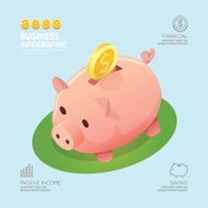 Infographic business currency money coins piggy bank shape