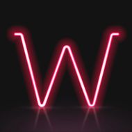 3d red neon light letter W