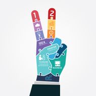 infographic Template victory finger business jigsaw banner