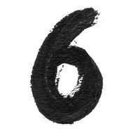 6 - Black handwritten number on white background Acrylic colors