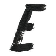 E - Black handwritten letters on white background Acrylic color