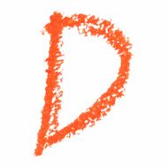 D - Orange handwritten letters on white background