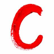 - Red handwritten letters on white background Acrylic colors
